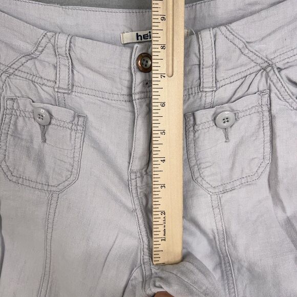 Hei Hei Pants Womens 4 Light Gray Linen Blend Cargo Capri Drawstring Utility Y2K - Picture 14 of 15